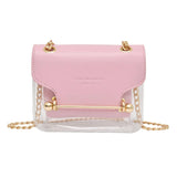 2020Women Small Square Shoulder Bag Clear Transparent PU Composite