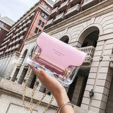 2020Women Small Square Shoulder Bag Clear Transparent PU Composite
