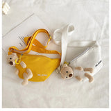 Bear Print Canvas Bag with Realistic Chest Cartoon Design Wallet