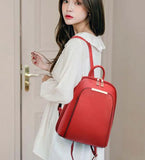 Large Capacity Leather Backpack Women School Bag Casual Totes