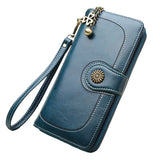 Women's Leather Long Wallet Double Zipper Clutch Bag Purse