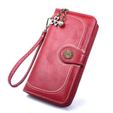 Women's Leather Long Wallet Double Zipper Clutch Bag Purse