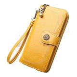 Women's Leather Long Wallet Double Zipper Clutch Bag Purse