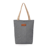 Summer Striped Canvas Beach Tote Bag