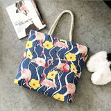 Large Striped Canvas Beach Tote Bag