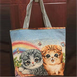 Striped Canvas Tote Beach Bag for Women - Large Shoulder Handbag
