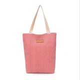 Summer Striped Canvas Beach Tote Bag