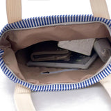 Summer Striped Canvas Beach Tote Bag
