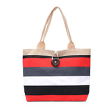 Striped Canvas Beach Tote Bag Large Summer Shoulder Handbag