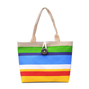 Striped Canvas Beach Tote Bag Large Summer Shoulder Handbag