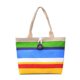 Striped Canvas Beach Tote Bag Large Summer Shoulder Handbag