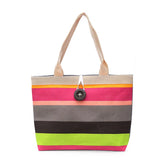 Striped Canvas Beach Tote Bag Large Summer Shoulder Handbag