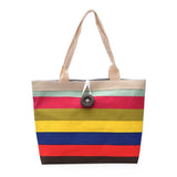 Striped Canvas Beach Tote Bag Large Summer Shoulder Handbag