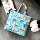 Large Striped Canvas Beach Tote Bag