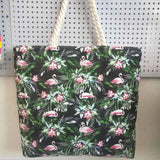 Large Striped Canvas Beach Tote Bag