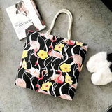 Large Striped Canvas Beach Tote Bag