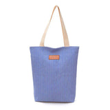 Summer Striped Canvas Beach Tote Bag