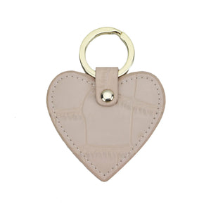 Crocodile Pattern Leather Heart Keychain Holder for Women