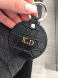 Crocodile Pattern Leather Heart Keychain Holder for Women