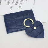 Crocodile Pattern Leather Heart Keychain Holder for Women