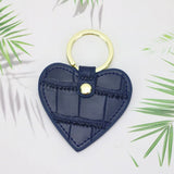 Crocodile Pattern Leather Heart Keychain Holder for Women