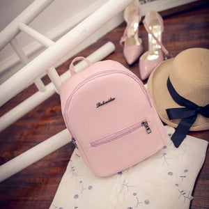 College Wind Mini Shoulder Bag PU Leather Girl Candy Small Backpack Women B