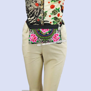 Vintage Hmong Ethnic Waist Bag Embroidery Waist Pack Bags