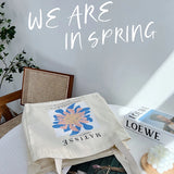 French Arts Female Canvas Shoulder Bag Matisse Flower Print Book Handbag