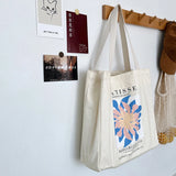 French Arts Female Canvas Shoulder Bag Matisse Flower Print Zipper Handbag
