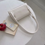 French Avocado Green Shoulder Bags for Women PU Leather Handbags Underarm