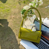 French Avocado Green Shoulder Bags for Women PU Leather Handbags Underarm