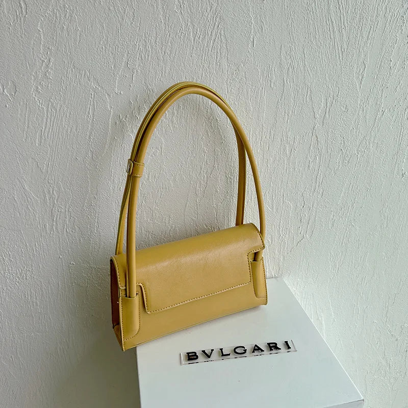French Avocado Green PU Leather Handbag for Women Envelope Bag