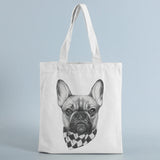 French Bulldog Ladies Handbags Canvas Tote Dog Lover Bag Eco Reusable Shoulder S