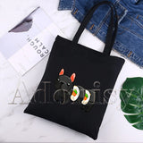 French Bulldog Cartoon Canvas Bag Harajuku Shopper Bag Casual Shoulder