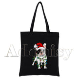 French Bulldog Cartoon Canvas Bag Harajuku Shopper Bag Casual Shoulder