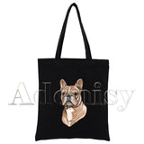 French Bulldog Cartoon Canvas Bag Harajuku Shopper Bag Casual Shoulder