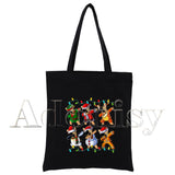 French Bulldog Cartoon Canvas Bag Harajuku Shopper Bag Casual Shoulder