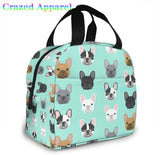 French Bulldog Insulated Lunch Bag Portable Thermal Cooler Box Reusable