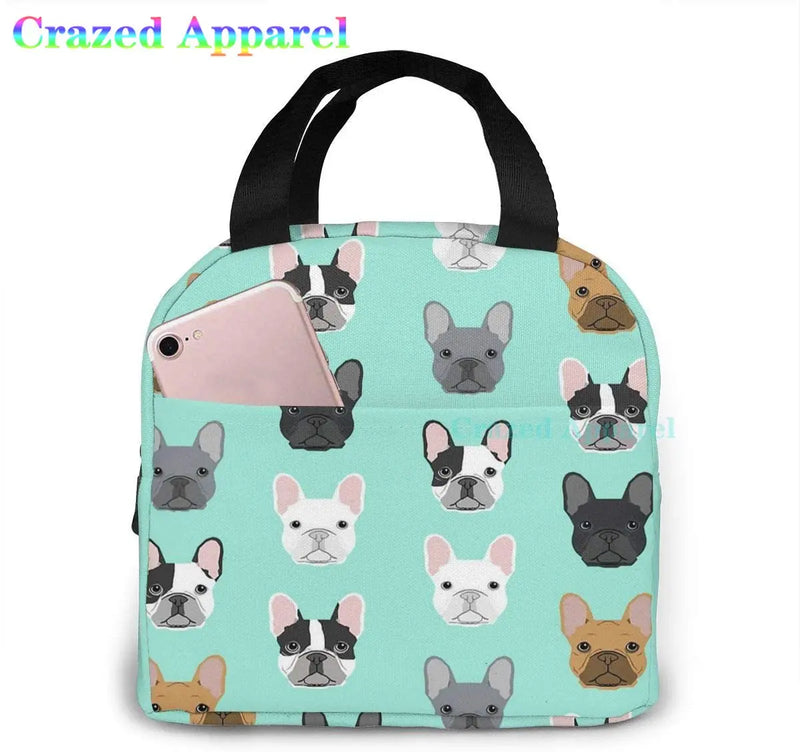 French Bulldog Insulated Lunch Bag Portable Thermal Cooler Box Reusable