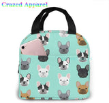French Bulldog Insulated Lunch Bag Portable Thermal Cooler Box Reusable