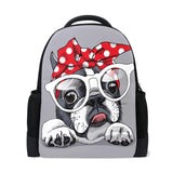 French Bulldog Portrait School Bag for Children Teenager Shoulder Schoolbag