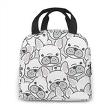 French Bulldog Puppy Face Dog Head Pattern Cooler Bag Zipper Thermal Lunch Box