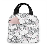 French Bulldog Puppy Face Dog Head Pattern Cooler Bag Zipper Thermal Lunch Box