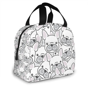 French Bulldog Puppy Face Dog Head Pattern Cooler Bag Zipper Thermal Lunch Box