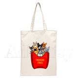 French Bulldog Canvas Shopping Bag Eco Handbag Tote Reusable Grocery Shopper