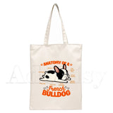 French Bulldog Canvas Shopping Bag Eco Handbag Tote Reusable Grocery Shopper