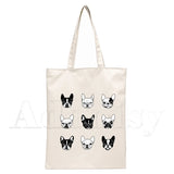 French Bulldog Canvas Shopping Bag Eco Handbag Tote Reusable Grocery Shopper