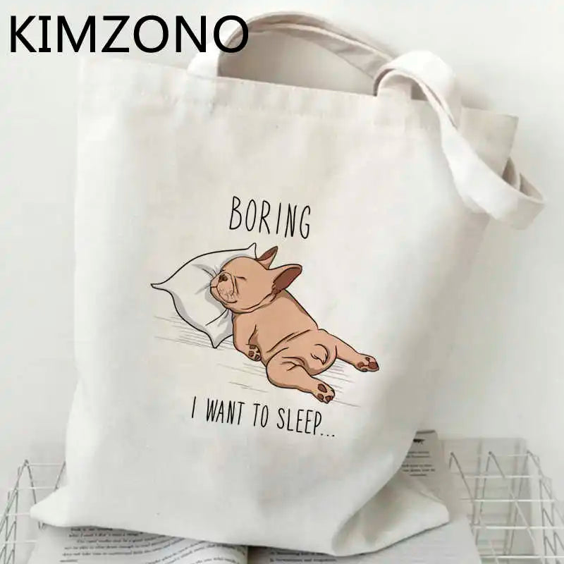 French Bulldog Cotton Tote Shopping Bag