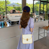 French Canvas Leather Saddle Bag Chain Bag Lady Shoulder Crossbody