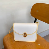 French Canvas Leather Saddle Bag Chain Bag Lady Shoulder Crossbody